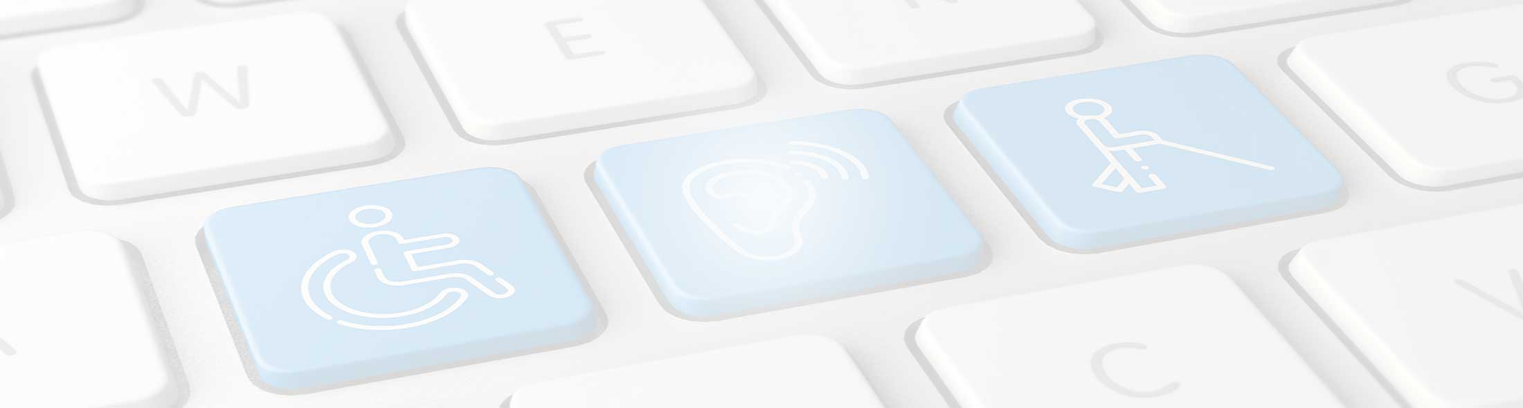 keyboard with three buttons for handicap disability, hearing disability, and blindness