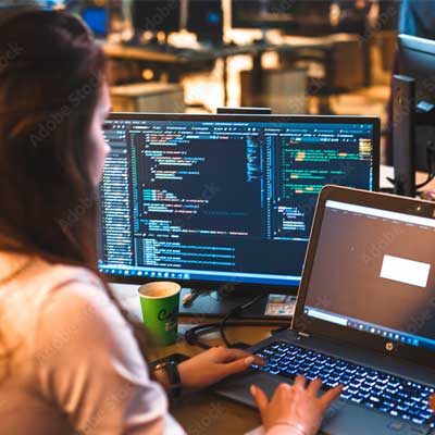 Person's hands typing on a laptop keyboard.